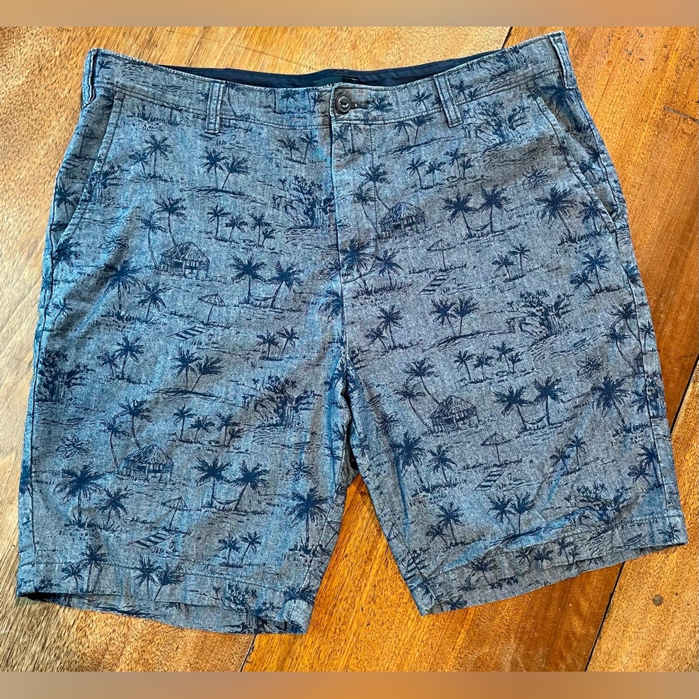 Tropical Blue Palm 🏝️100% Cotton Bermuda Shorts Men's 38W